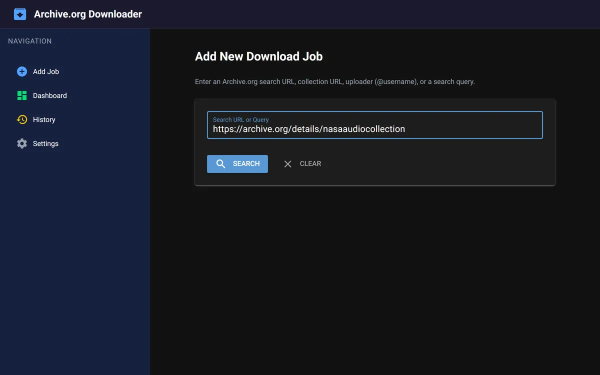 Archive.org Bulk Downloader screenshot
