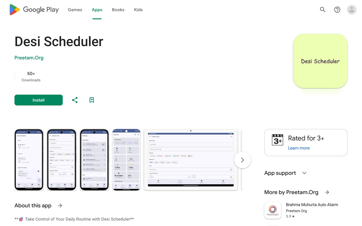 Desi Scheduler screenshot