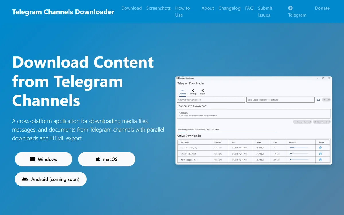 TgLoader screenshot